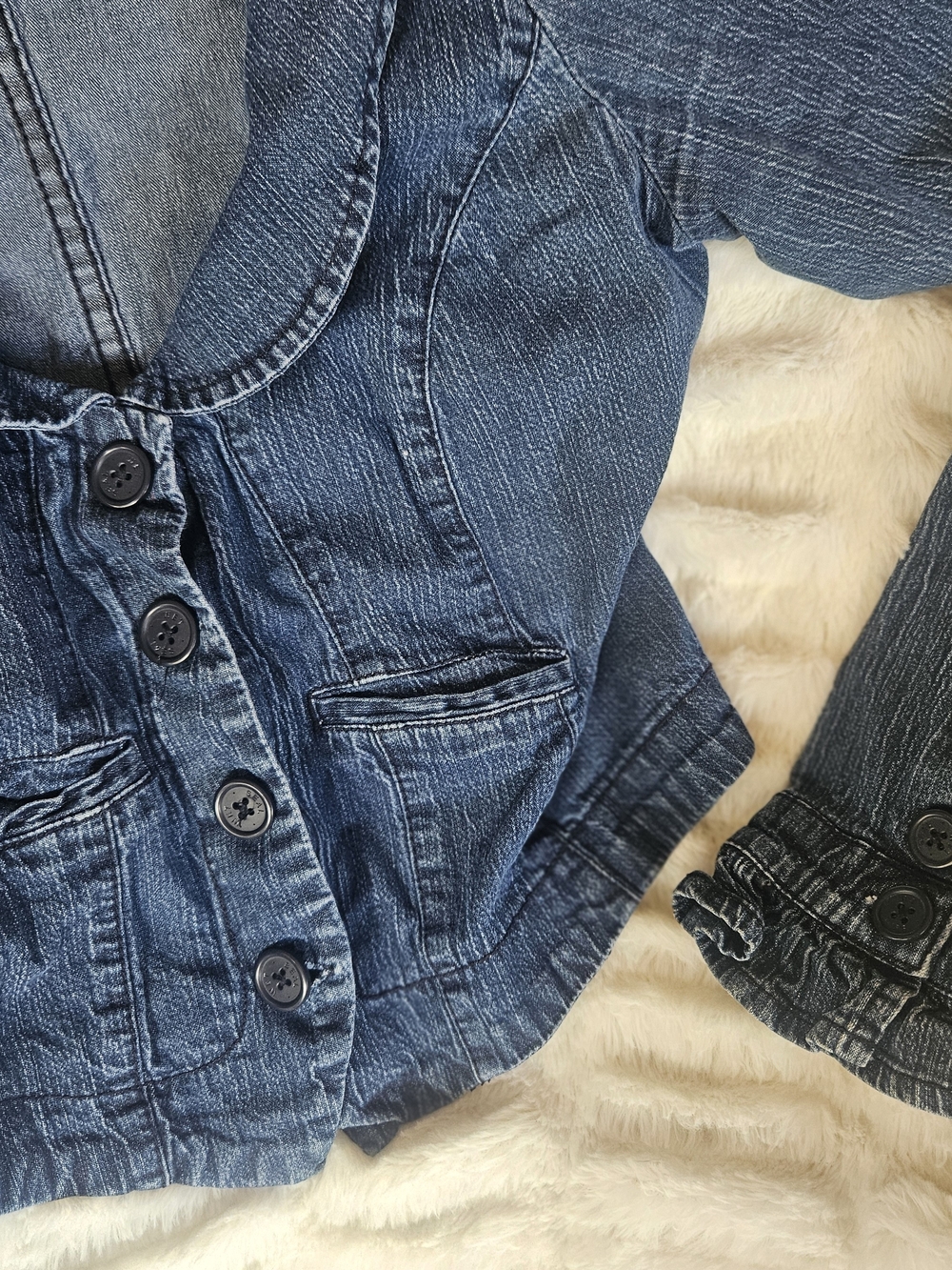 Indigo Blue Fitted Denim Jacket - Picture 7 of 8